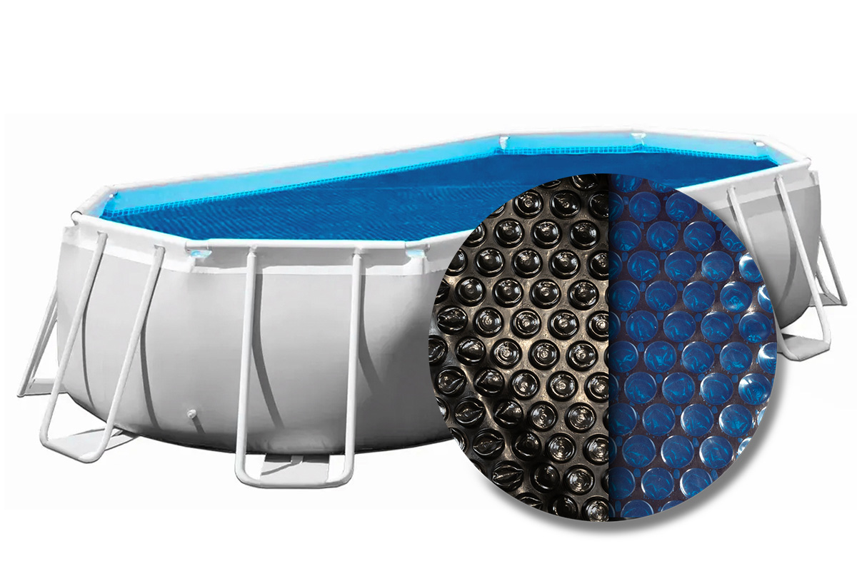 W'eau solar cover ovaal - 610 x 305 cm (zeilmaat 591 x 278) - Zwart/Blauw | W'eau