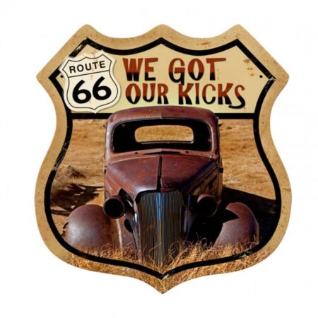 We Got Our Kicks Route 66 US Zwaar Metalen Bord 38 x 38 cm | Route 66