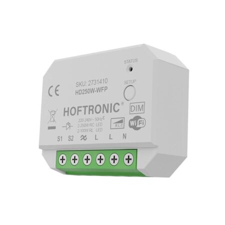 WiFi LED dimmer module - 0.5-250W - Pulsdimmer - Fase aan- en afsnijding - Wisselschakeling - HOFTRONIC-app (Tuya) - Mini Puck Dimmer | HOFTRONIC