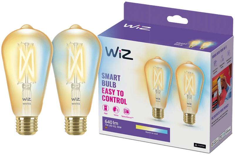 WiZ Edison Filament lamp 2-pack - Warm tot Koelwit Licht - E27