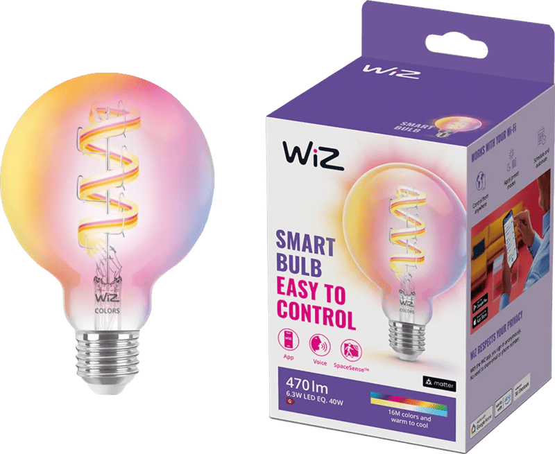 WiZ Globe Filament - Wit en Gekleurd Licht - E27 - Transparant