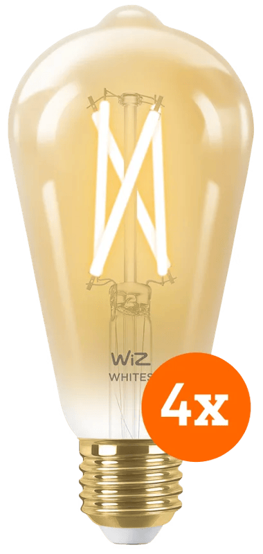 WiZ Smart Filament lamp Edison 4-pack - Warm tot Koelwit Licht - E27