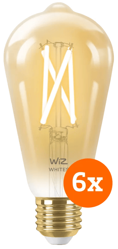 WiZ Smart Filament lamp Edison 6-pack - Warm tot Koelwit Licht - E27