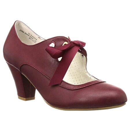 Wiggle Shoes Ribbon Tie Burgundy-41 | Pinup Couture
