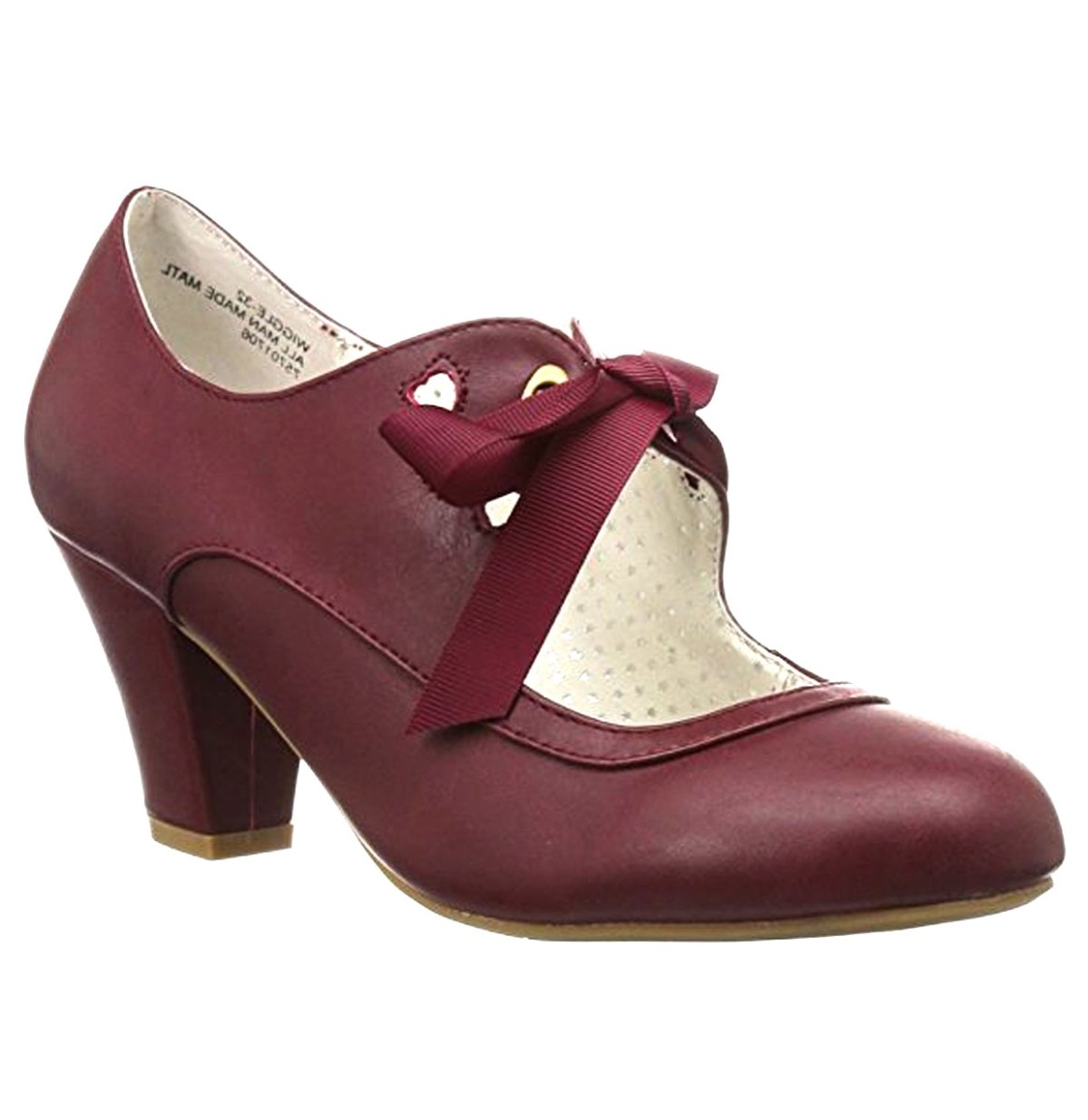 Wiggle Shoes Ribbon Tie Burgundy-41 | Pinup Couture