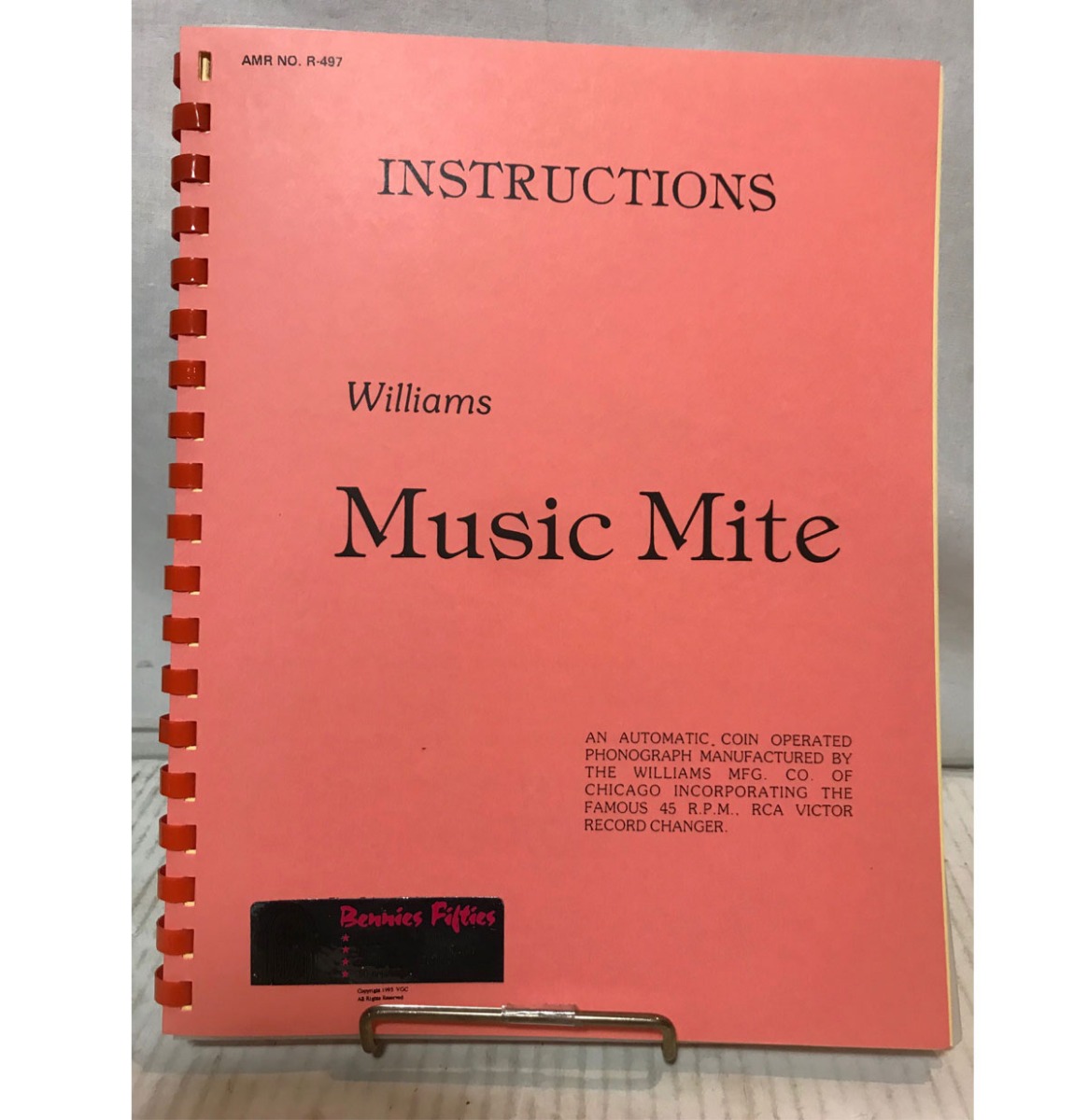 Williams Music Mite Instruction Service Manual | Fiftiesstore