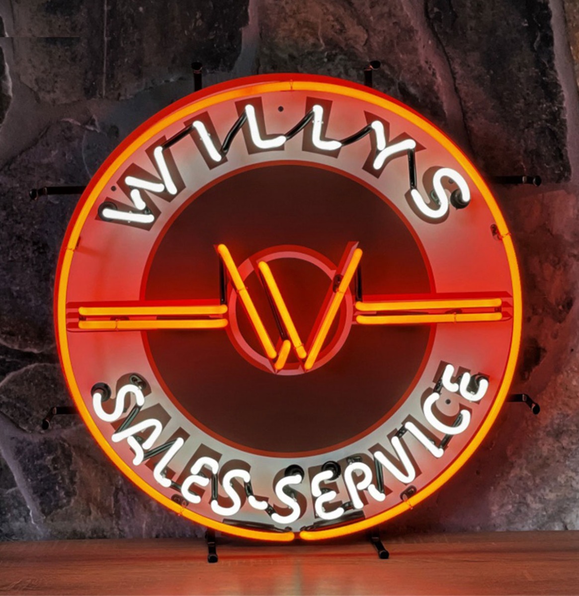 Willys Jeep Sales-Service Logo Neon Verlichting 60 cm - Orange