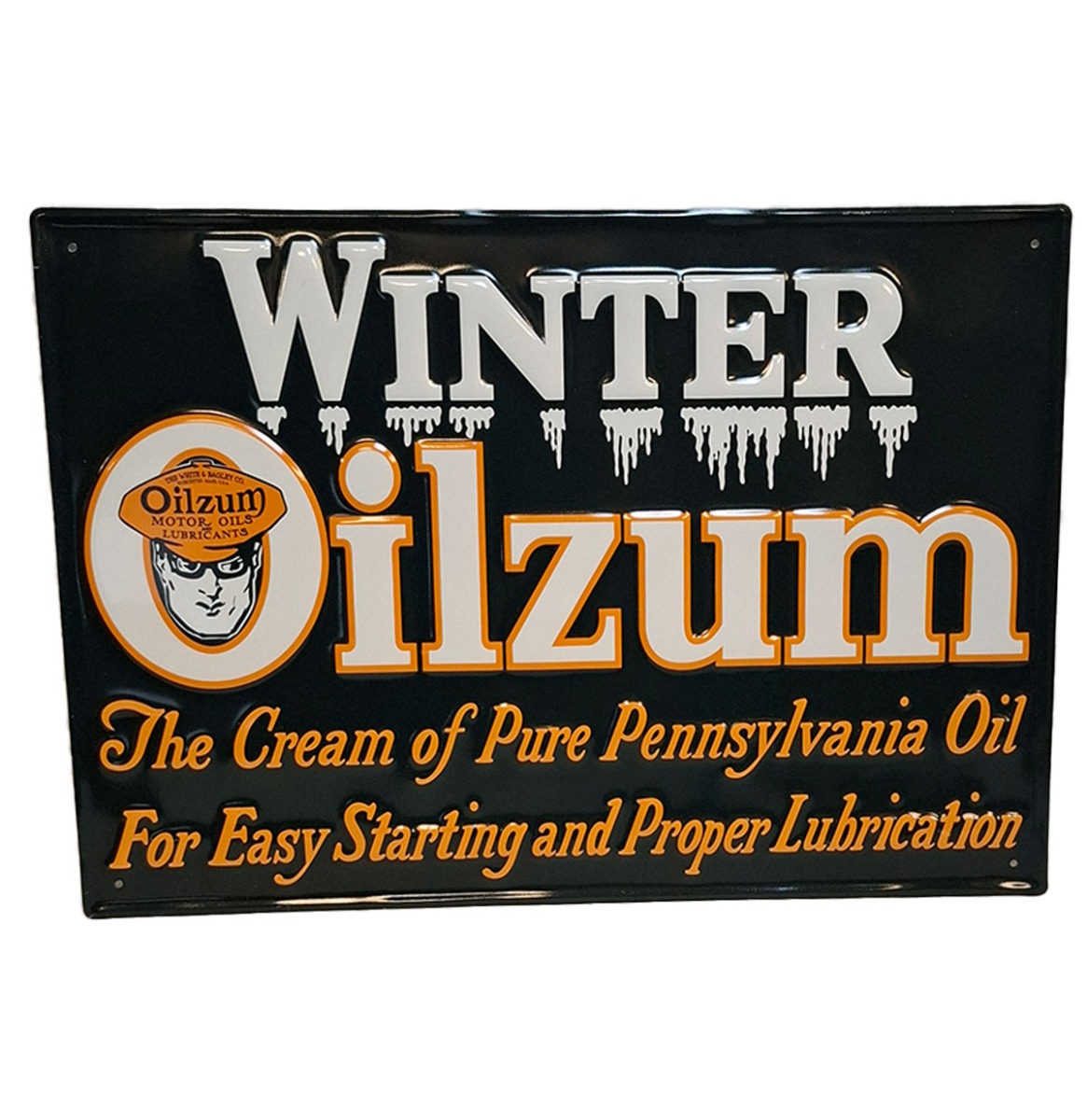 Winter Oilzum Stalen Bord Met relief - 50 x 35cm | Fiftiesstore