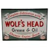 Wolf's Head Grease and Oil Stalen Bord Met Relief - 50 x 35cm | Fiftiesstore