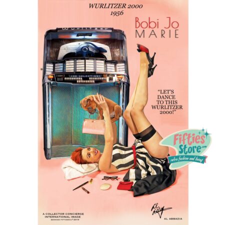 Wurlitzer 2000 Jukebox Pin-Up Bobi Jo Marie Zwaar Metalen Bord 44
