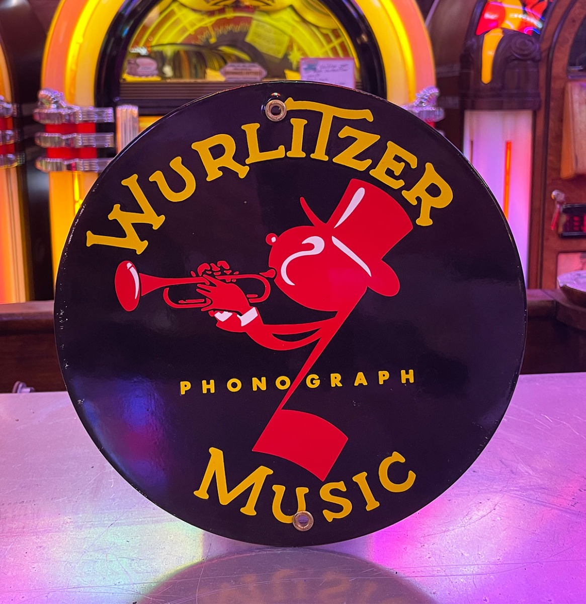 Wurlitzer Johnny One Note Logo Emaille Bord - Ø22