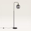 Xirena - Zwarte Staande lamp Metaal 150 cm - Rookglas - Woonkamer lamp - Modern Vintage - E27 fitting - Met voetschakelaar | LUSENZ