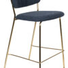 ZILT Barstoel 'Kolten' kleur Goud/Donkerblauw (zithoogte 65cm) | ZILT