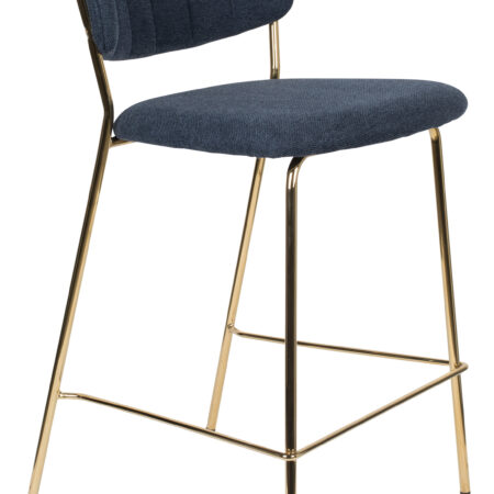 ZILT Barstoel 'Kolten' kleur Goud/Donkerblauw (zithoogte 65cm) | ZILT