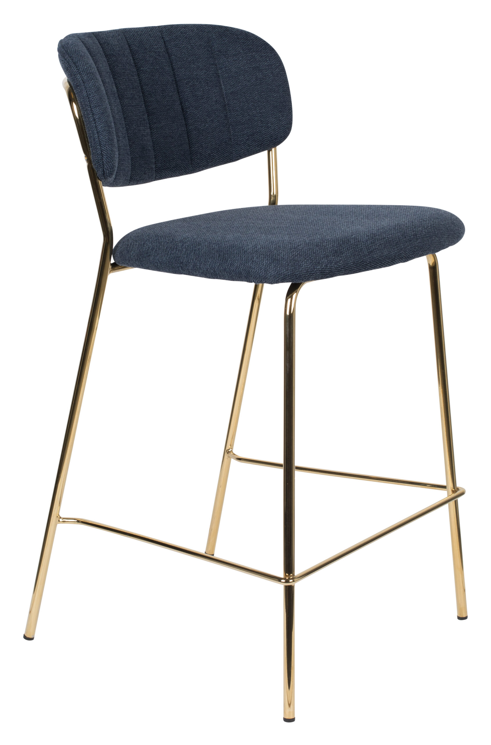 ZILT Barstoel 'Kolten' kleur Goud/Donkerblauw (zithoogte 65cm) | ZILT