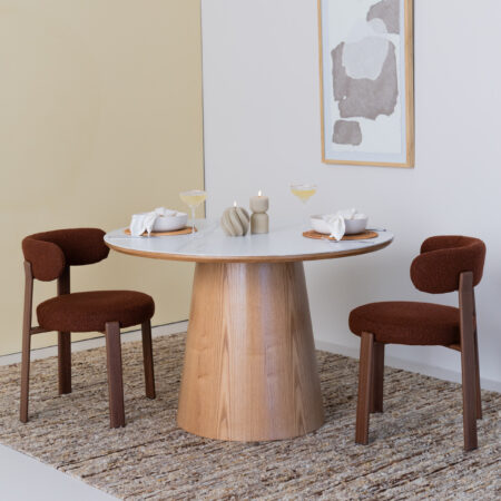 ZILT Ronde Eettafel 'Nathen' Eiken en marmerlook