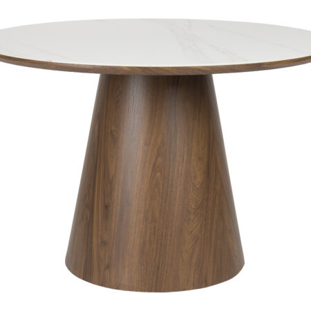 ZILT Ronde Eettafel 'Nathen' Walnoot en marmerlook