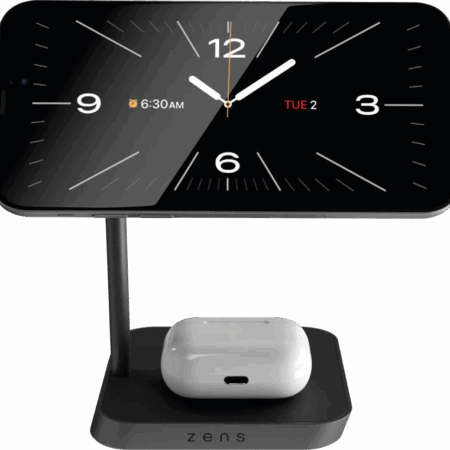 Zens 2-in-1 MagSafe en Qi2 Draadloze Oplader 15W met Standaard Zwart
