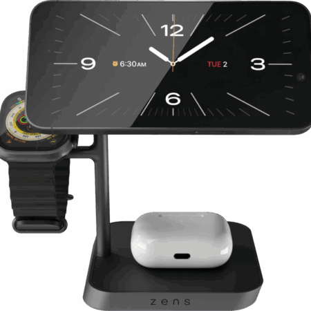 Zens 3-in-1 MagSafe en Qi2 Draadloze Oplader 15W met Standaard en Watch Stand