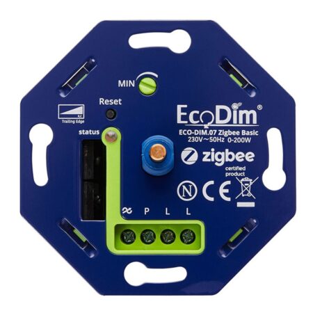 Zigbee Smart Inbouw LED dimmer - 0-200W - Fase afsnijding - ECO-DIM.07 - voor druk/draaiknop - spraaksturing | Ecodim
