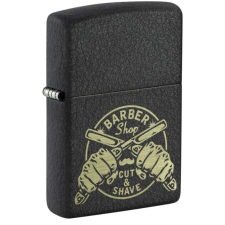 Zippo Aansteker Barber Shop Cut & Shave - Crackle Zwart | Zippo
