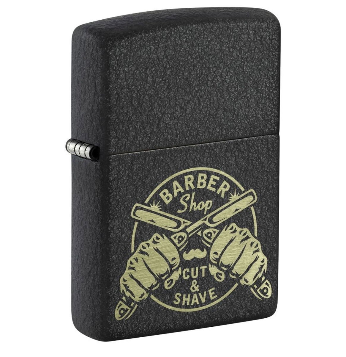 Zippo Aansteker Barber Shop Cut & Shave - Crackle Zwart | Zippo
