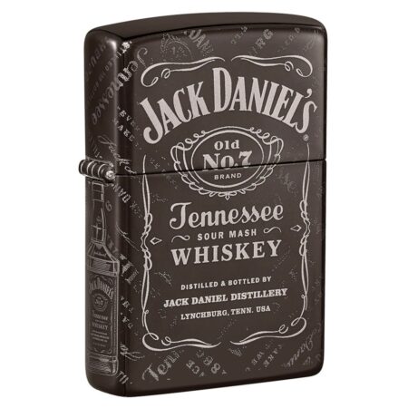 Zippo Aansteker Jack Daniel's Met Jack Daniel Op Achterkant - Zwart Ijs Glimmend | Jack Daniel's