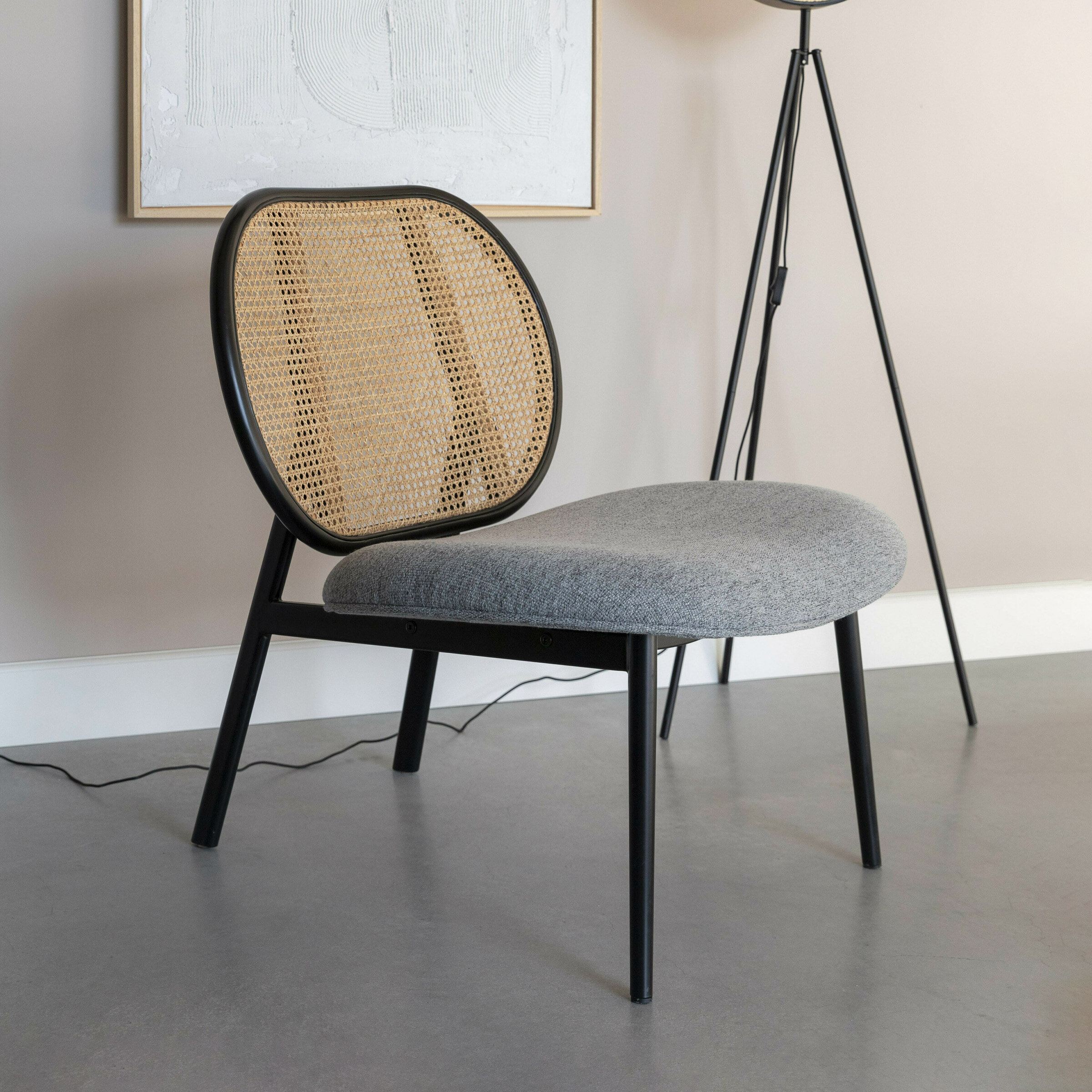 Zuiver Fauteuil 'Spike' Rotan en stof | Zuiver