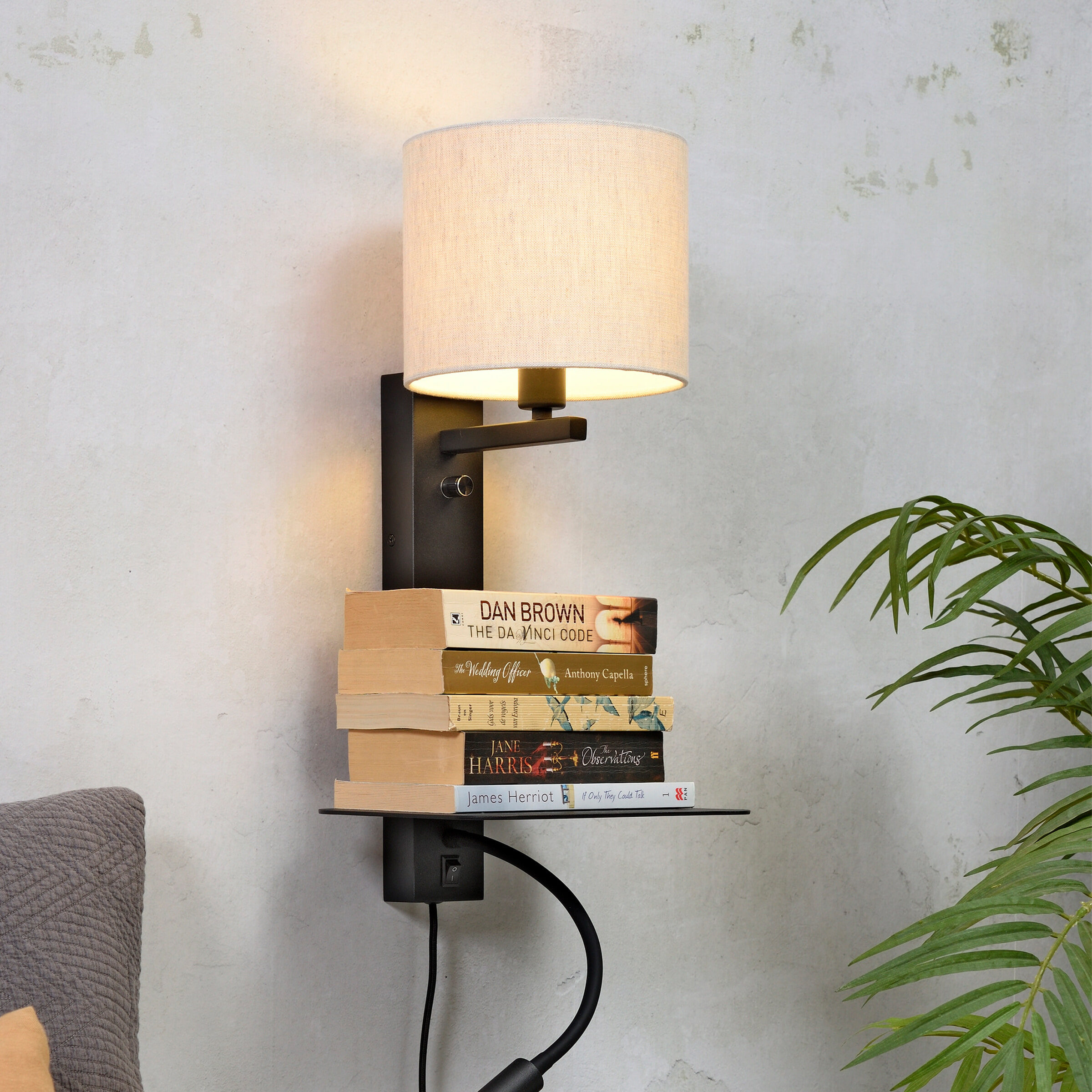 its about RoMi Wandlamp 'Florence' Met stoffen kap en leeslamp