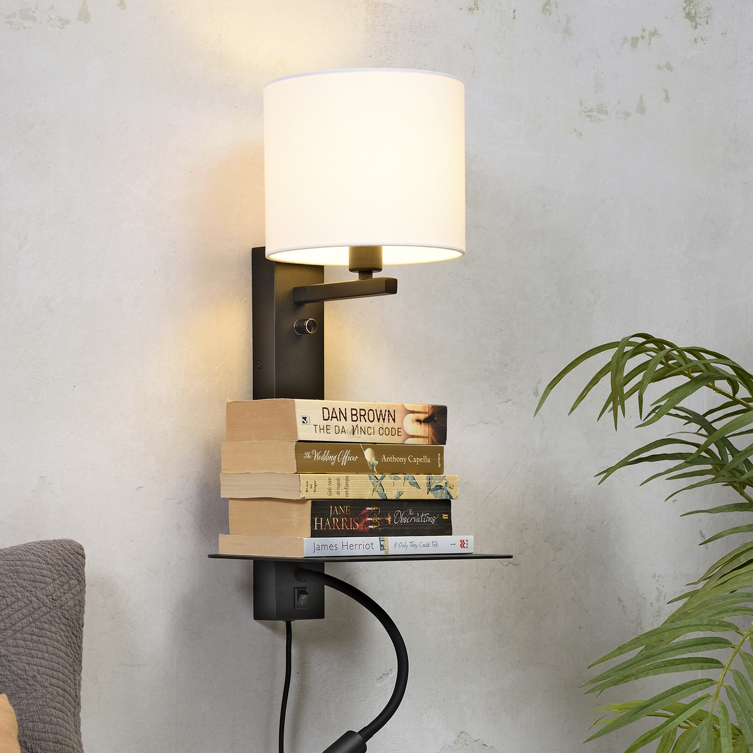 its about RoMi Wandlamp 'Florence' Met stoffen kap en leeslamp