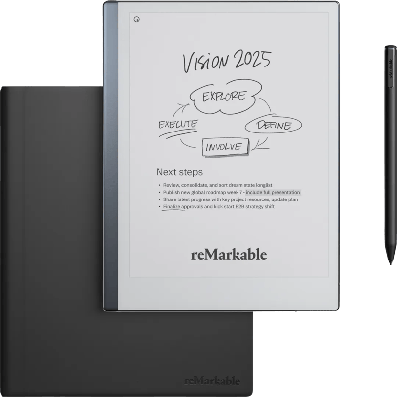 reMarkable 2 met Leren Book Case Leer Zwart