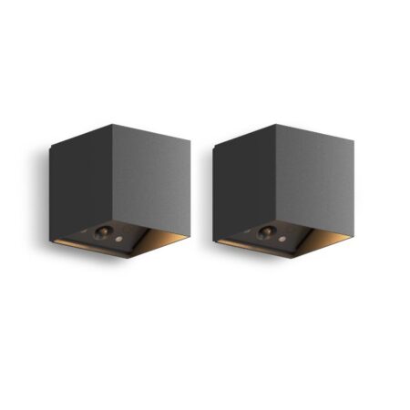 2x Falerna Oplaadbare Up & Down Wandlamp Zwart