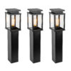 3x Jersey Tuinlamp Zwart 60cm met LED