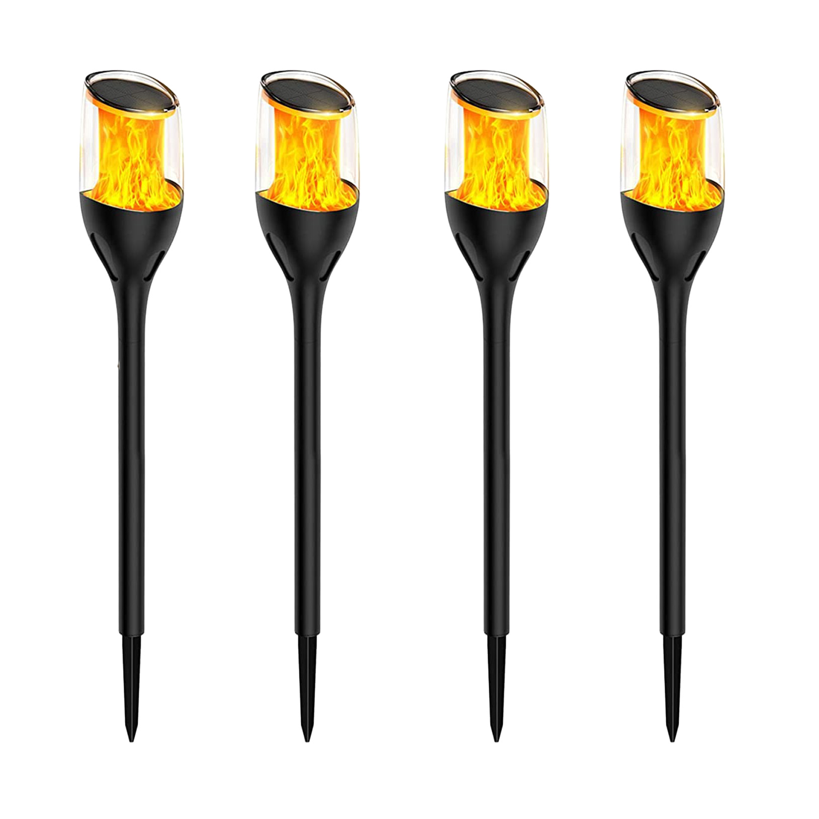 4x Torch Solar Tuinlamp Zwart