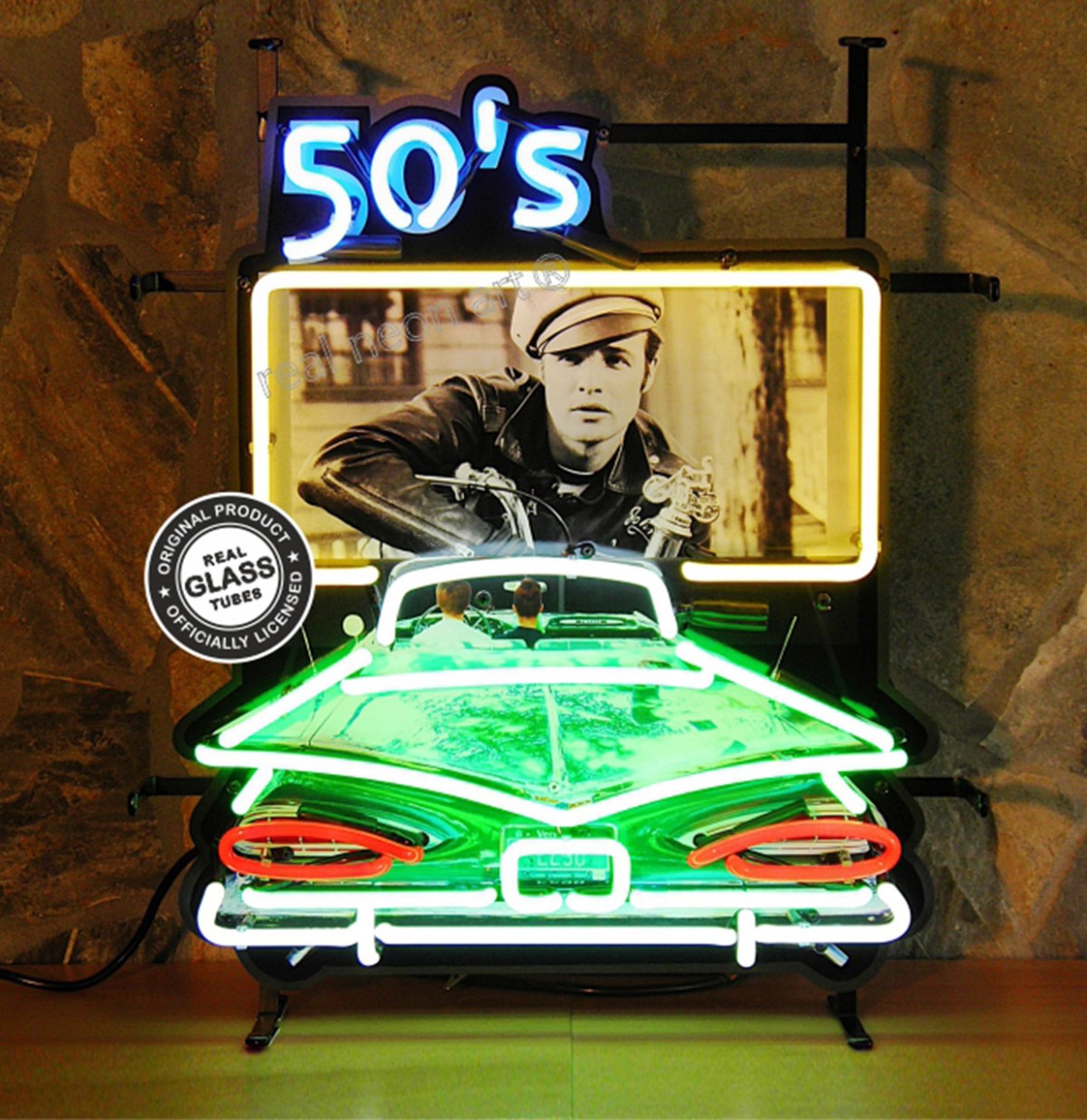 50's Drive In Wild One Neon met Achterplaat - 51 x 61 cm | Real Neon Art