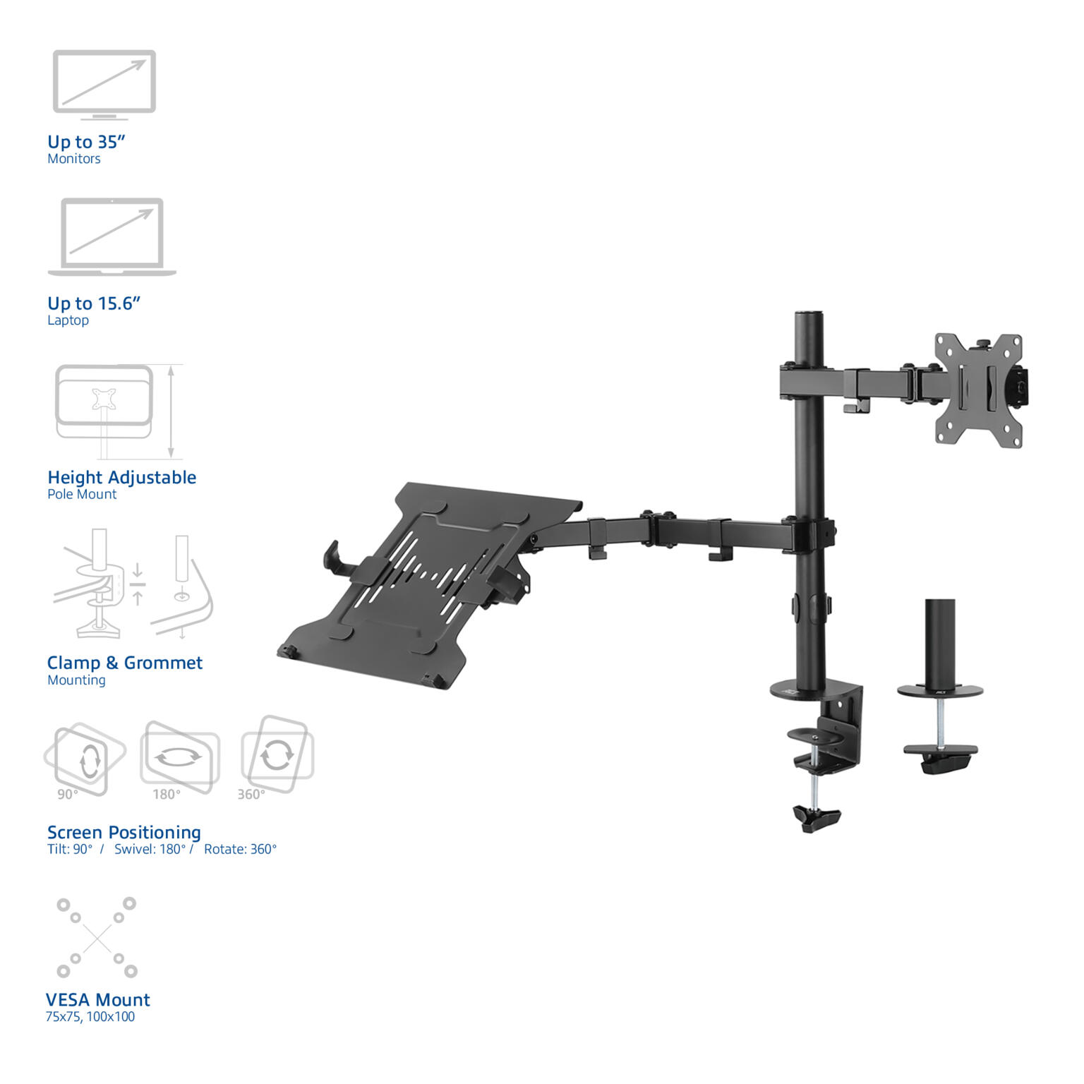 AC8305 monitorarm en laptophouder