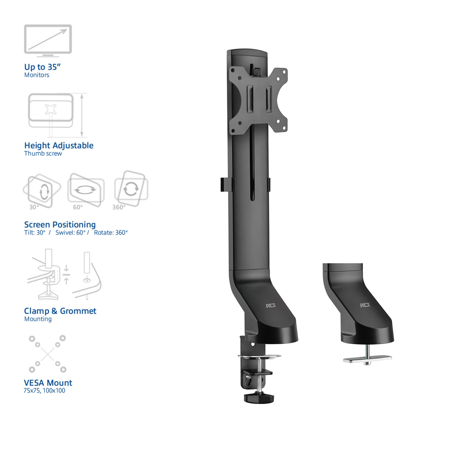 AC8321 verstelbare monitorarm