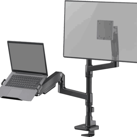 ACT AC8341 Monitorarm 49 inch met gasveer voor 1 monitor met laptophouder