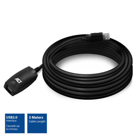 Actieve USB 2.0 verlengkabel M/F 5m