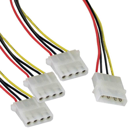 Molex 4-pin naar 3x Molex 4-pin M/F