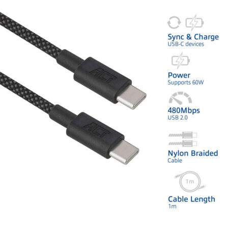 USB-C kabel 1m zwart