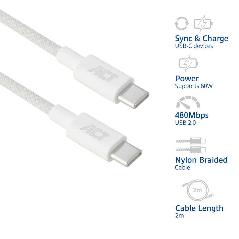 USB-C kabel 2m wit