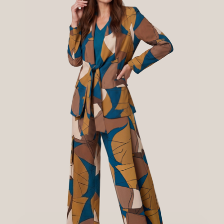 Aiden Print Broek Petrol / Multi