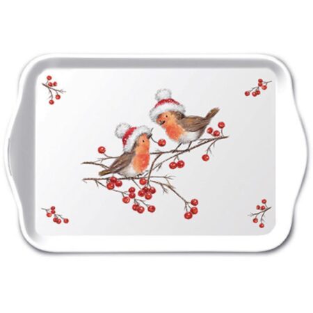 Ambiente Tray 13x21cm Christmas robins | Ambiente