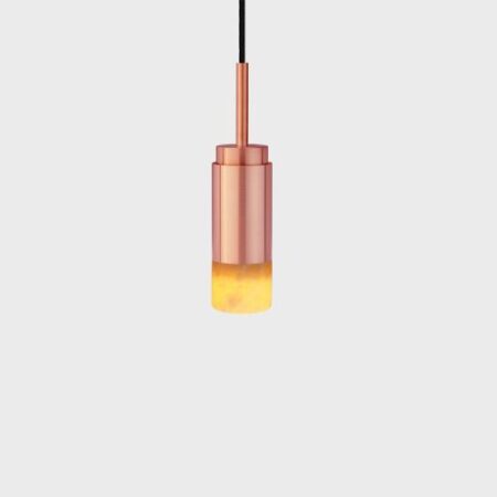 Donya Onyx Cylinder Hanglamp - Amberkleurige kap - Geborsteld koper