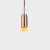 Donya Onyx Cylinder Hanglamp - Amberkleurige kap - Gepolijst koper