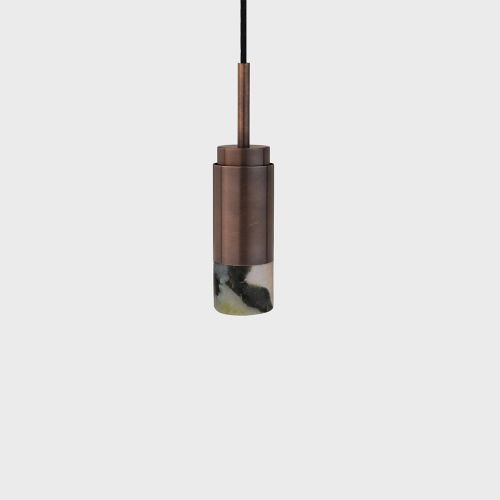 Donya Onyx Cylinder Hanglamp - Gemixte kap - Gebruind messing