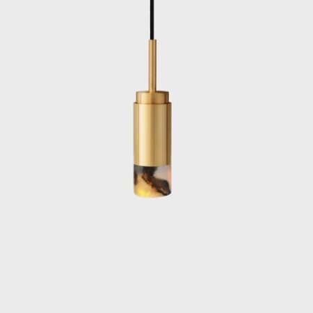 Donya Onyx Cylinder Hanglamp - Gemixte kap - Goud PVD