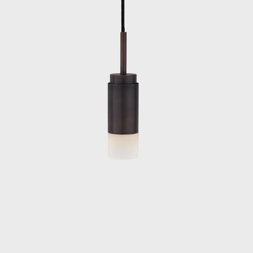 Donya Onyx Cylinder Hanglamp - Witte kap - Gebruind koper