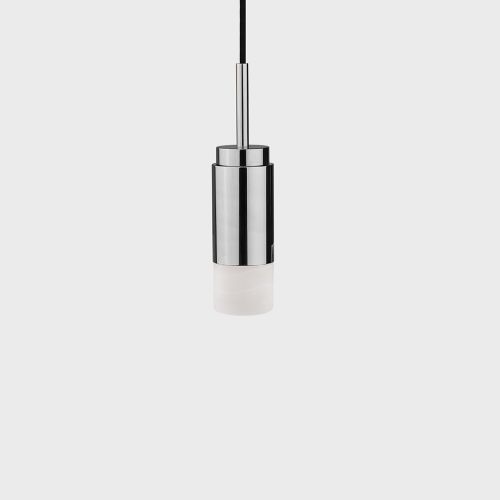 Donya Onyx Cylinder Hanglamp - Witte kap - Gepolijst roestvrij staal
